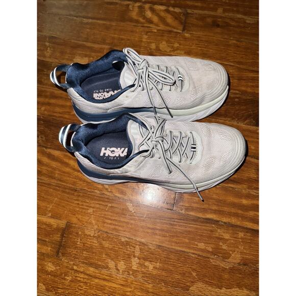 Hoka One One Bondi 6 Wide Running Shoes Womens Size 7 D Running Shoes Gray Navy - Picture 3 of 10